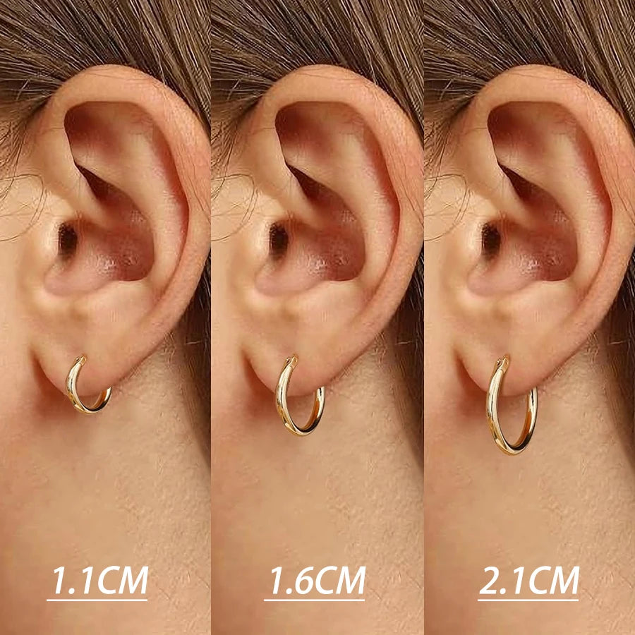 JEW021ER   925 Sterling Silver Hypoallergenic Hoop Earrings for Women, Gold Plated Lightweight Hoops Comfortable - Klixstore