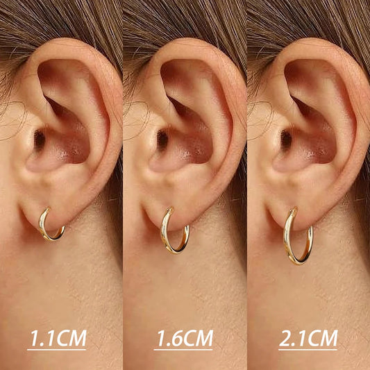 JEW021ER   925 Sterling Silver Hypoallergenic Hoop Earrings for Women, Gold Plated Lightweight Hoops Comfortable - Klixstore