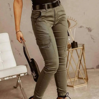 Low Waist Slim Cargo Pants for Women
