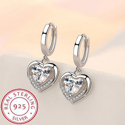 "925 Sterling Silver Crystal Hoop Earrings"