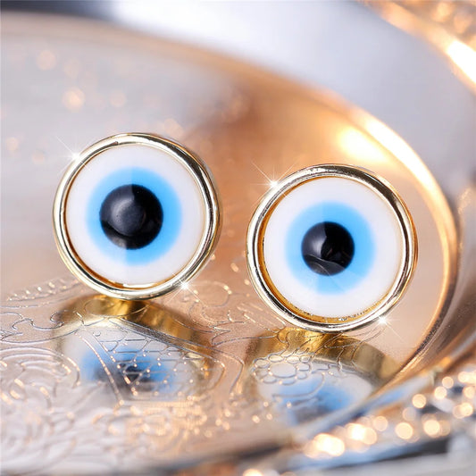 Pink Blue Stone Eye Stud Earrings