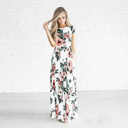 White Floral Boho Maxi Dress for Women 2025