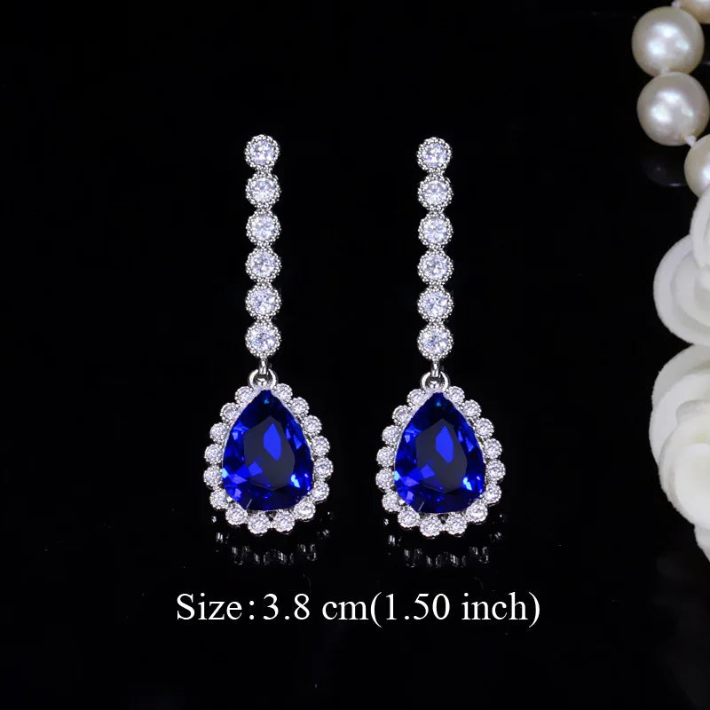 Water Drop CZ Silver Earrings