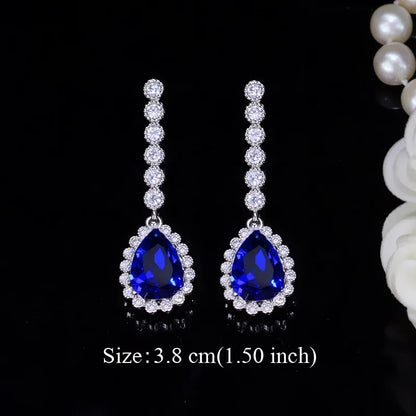 Water Drop CZ Silver Earrings