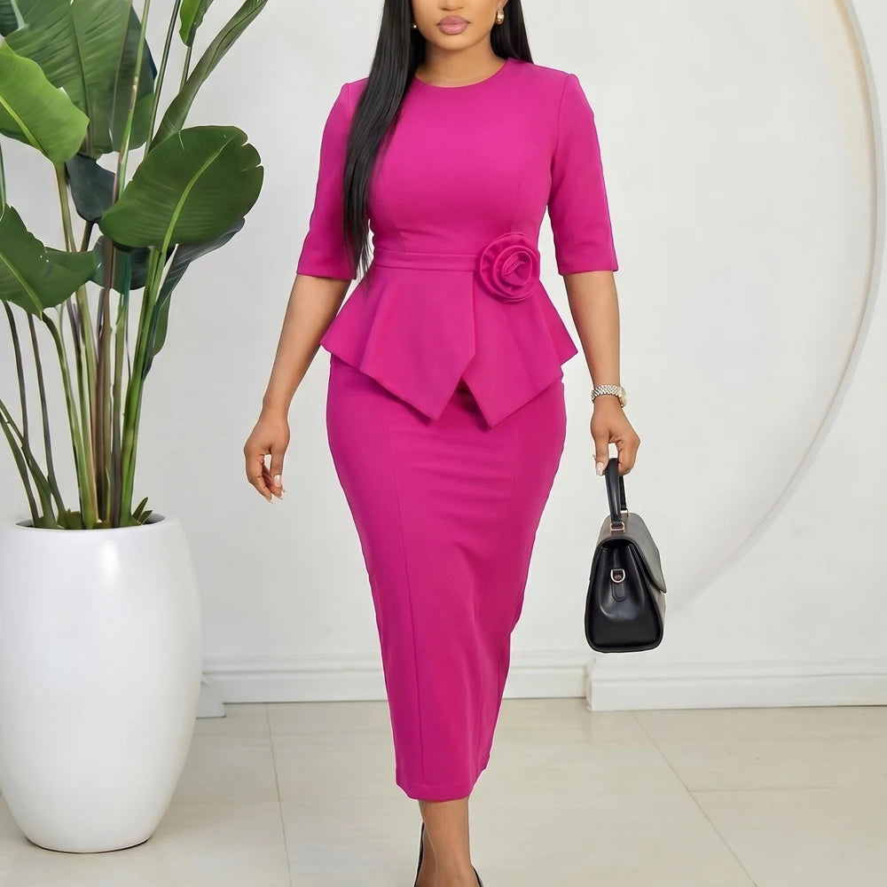 Floral Appliqué Sheath Dress