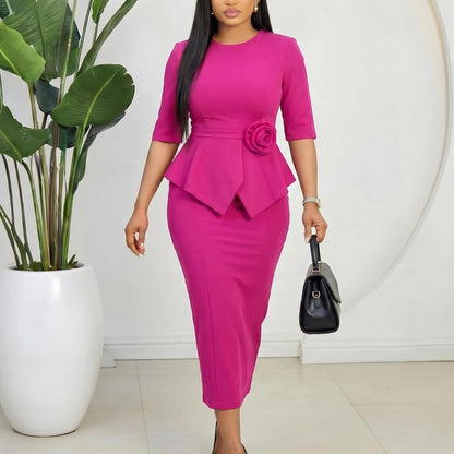Floral Appliqué Sheath Dress