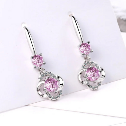925 Sterling Silver Crystal Dangle Earrings for Women