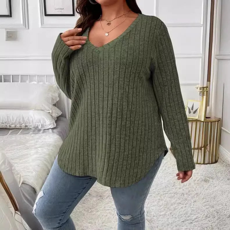 V-Neck Slim Fit Long Sleeve Sweater for Women