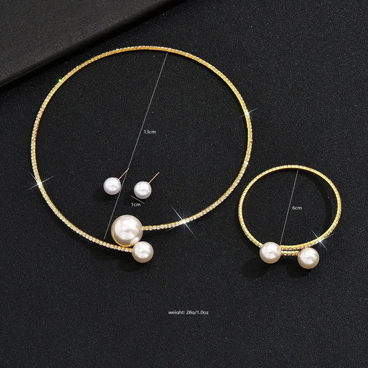 Pearl Rhinestone Bridal Jewelry Set