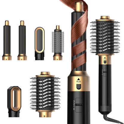 6-in-1 Ionic Hot Air Brush Hair Styler & Blow Dryer with Detachable Heads