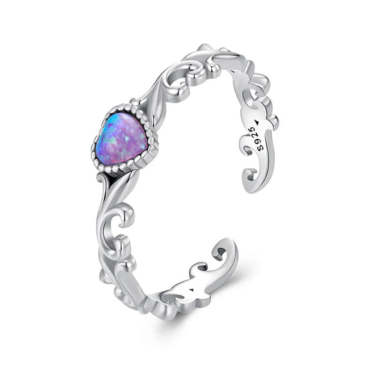 JEW006R  925 Sterling Silver Opal Retro Pattern Ring for Women - Klixstore