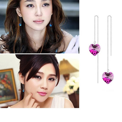 CZ Crystal Long Drop Earrings for Women