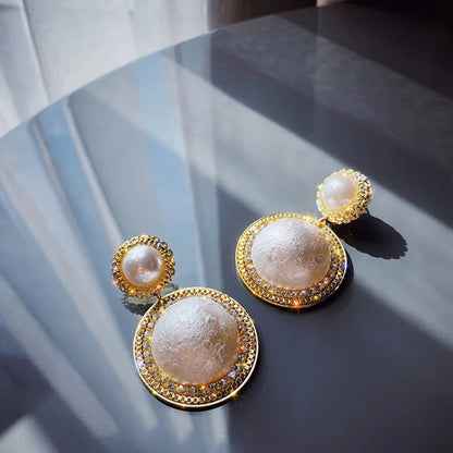 Pearl Round Dangle Earrings