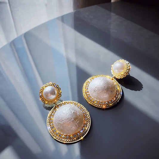Pearl Round Dangle Earrings