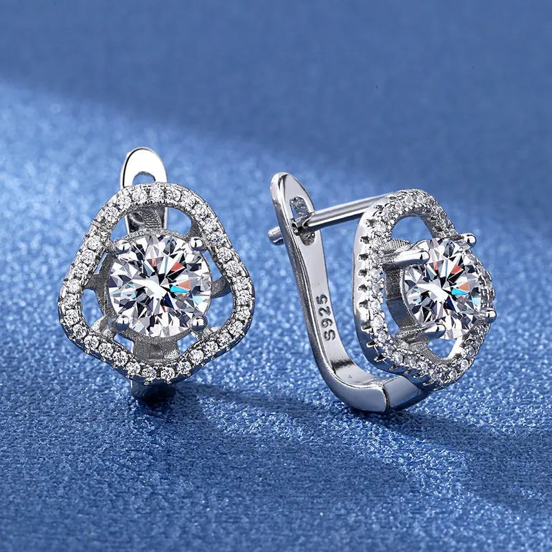 925 Sterling Silver Stud Earrings with Zircon | Fine Jewelry Gift