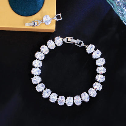Crystal Tennis Oval CZ Bracelet