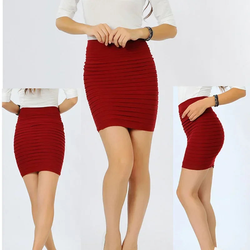 High Waist Black Pencil Skirt for Women