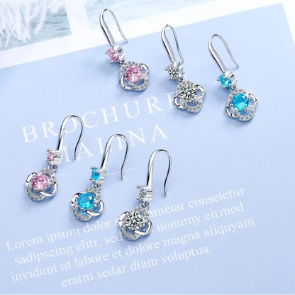 925 Sterling Silver Crystal Dangle Earrings for Women