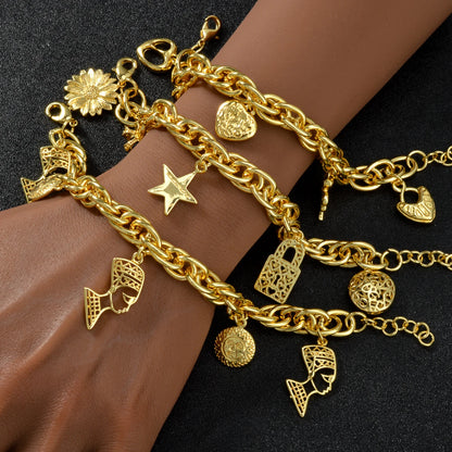 Gold Crown Charm Bracelet