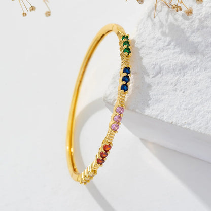 Colored Zircon Gold Bangle