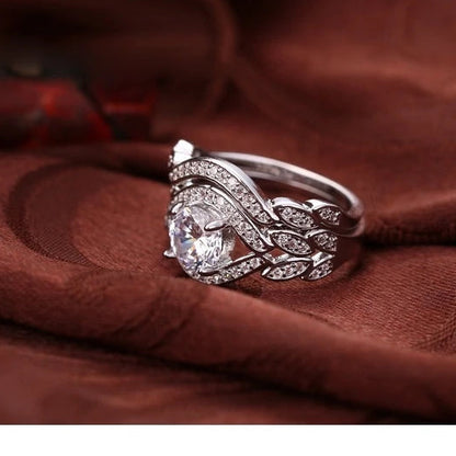 Vintage 925 Sterling Silver Crystal Ring Set for Women