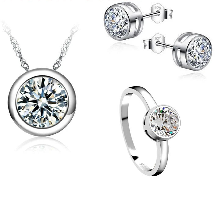 Elegant 925 Sterling Silver CZ Jewelry Set – Perfect for Bridal & Anniversary