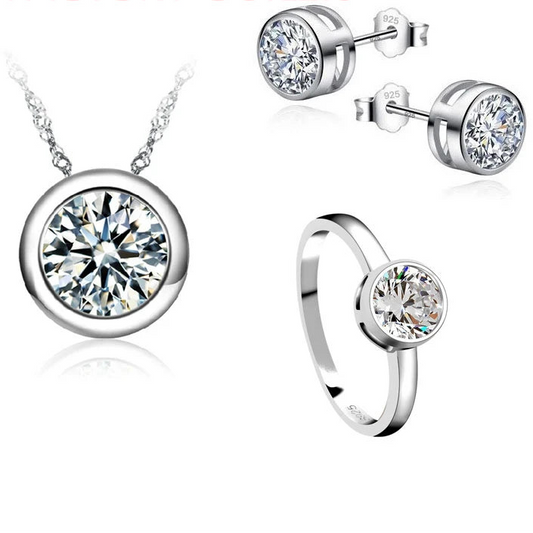 Elegant 925 Sterling Silver CZ Jewelry Set – Perfect for Bridal & Anniversary