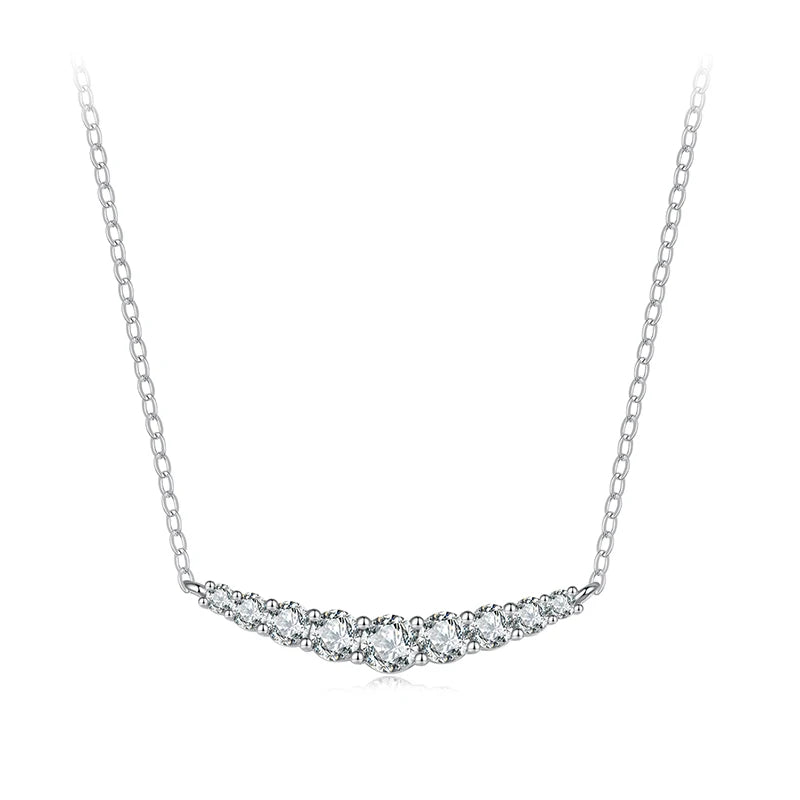 JEW008NEC            Moissanite Smile Necklace,  Grown Diamond Gold Plated 43cm 925 Sterling Silver Necklaces - Klixstore