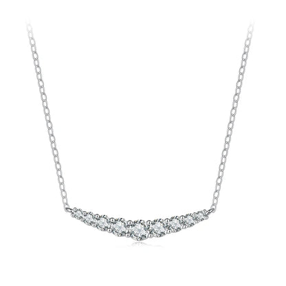JEW008NEC            Moissanite Smile Necklace,  Grown Diamond Gold Plated 43cm 925 Sterling Silver Necklaces - Klixstore