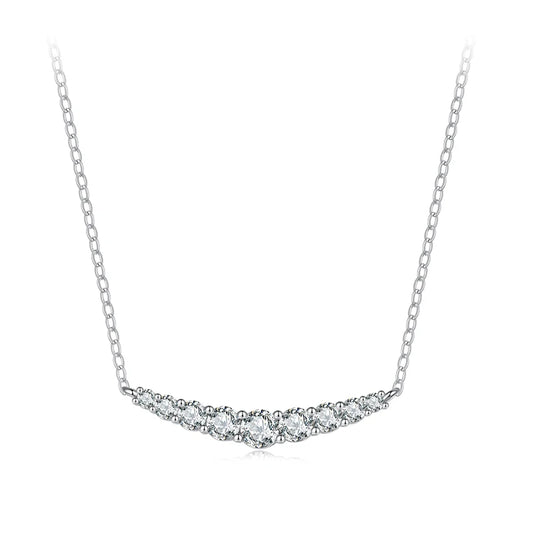 JEW008NEC            Moissanite Smile Necklace,  Grown Diamond Gold Plated 43cm 925 Sterling Silver Necklaces - Klixstore