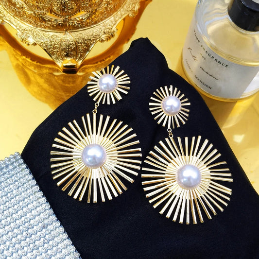Geometric Irregular Round Pendant Earrings