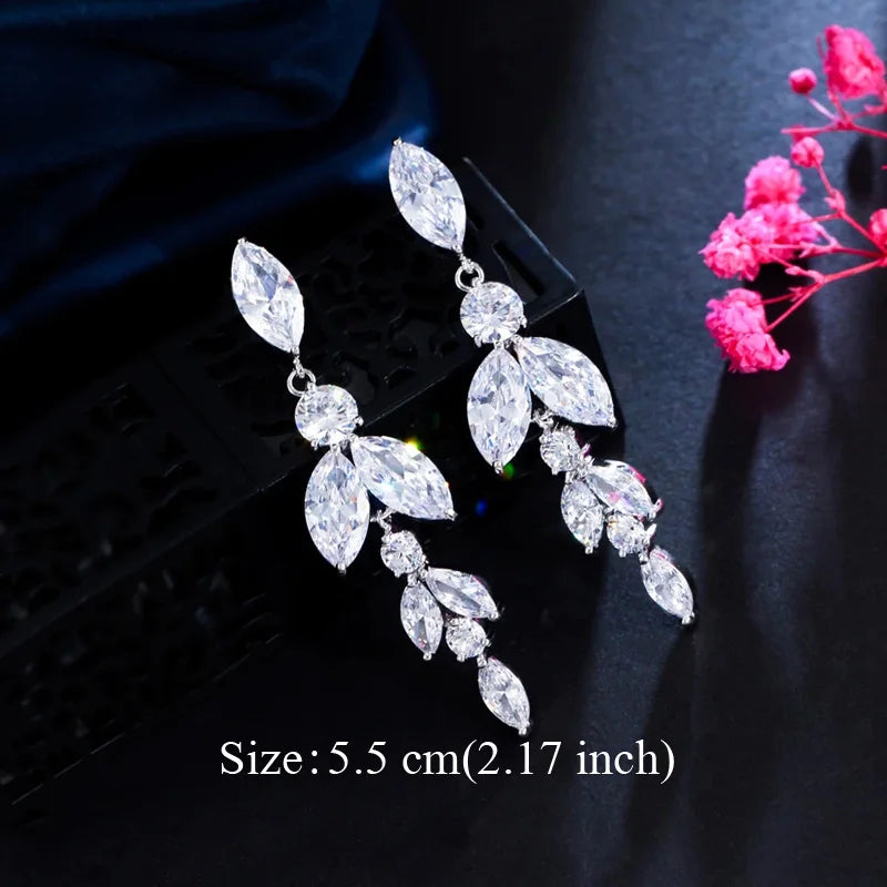 Water Drop CZ Silver Earrings