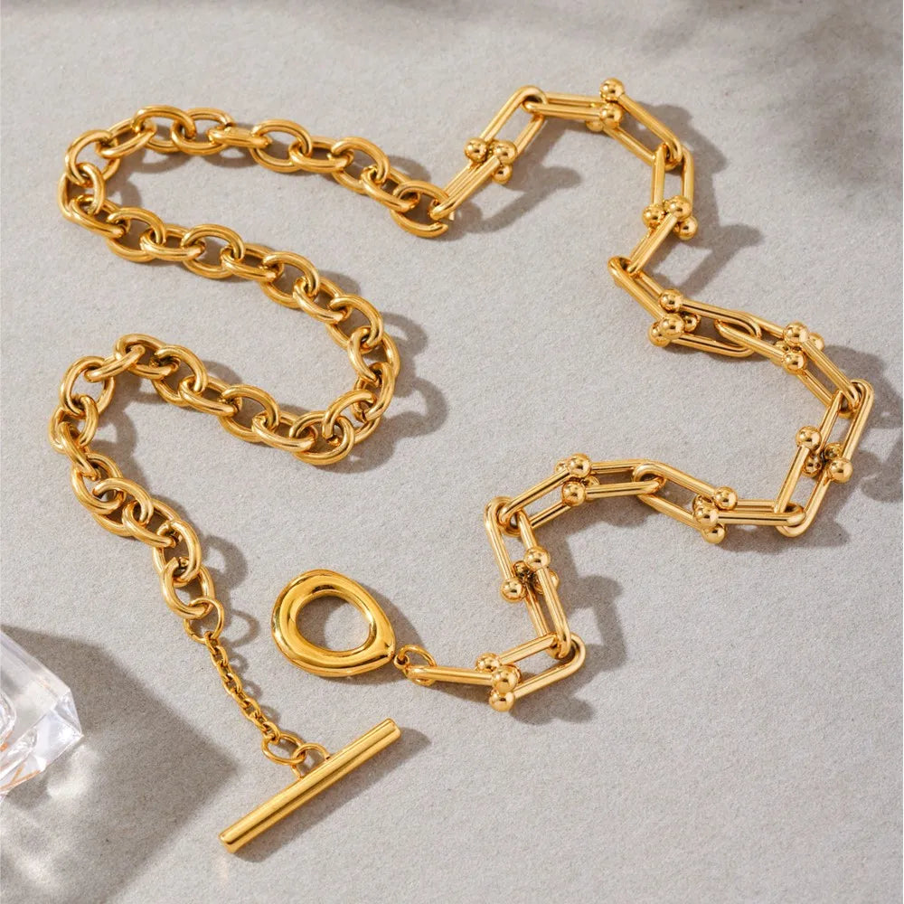 18K Gold Plated Chunky Chain Necklace for Women