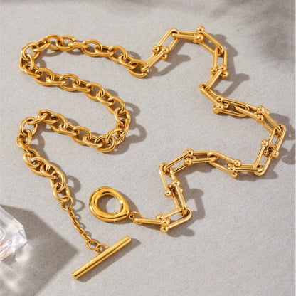 18K Gold Plated Chunky Chain Necklace for Women