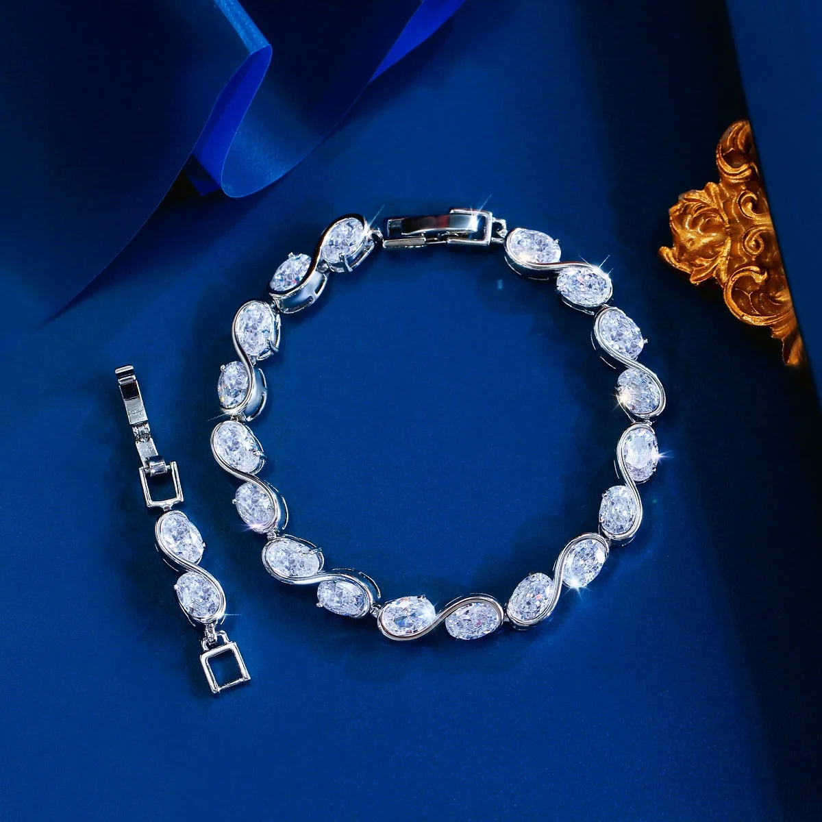 Oval Zirconia S-Shape Tennis Bracelet