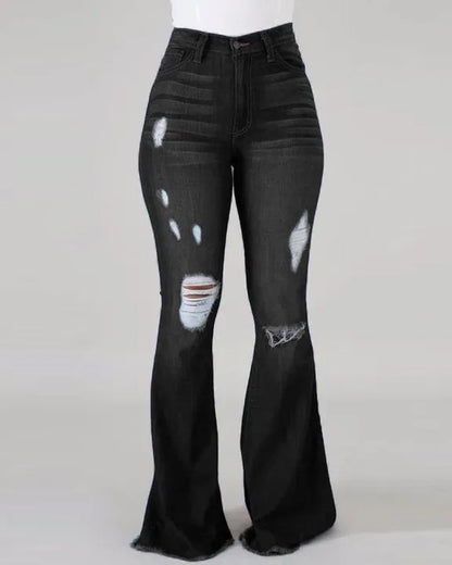 Women’s High Waist Ripped Flared Jeans