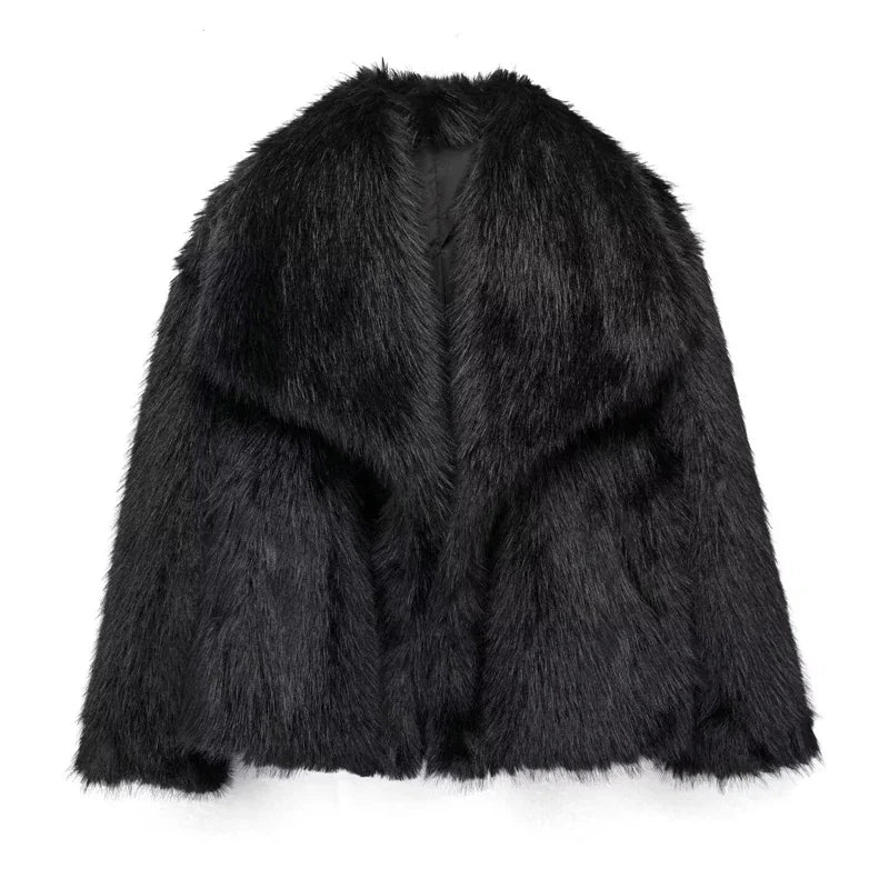 Faux Fur Plush Winter Coat for Women