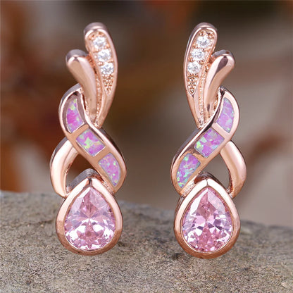 Fire Opal Stone Stud Earrings