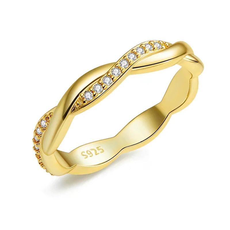 JEW035R 
 925 Sterling Silver Twisted Vine Cubic Zirconia Eternity Band - Klixstore