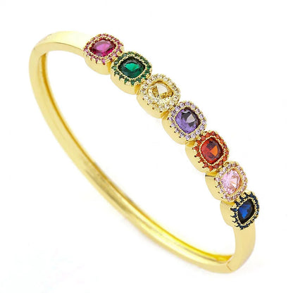 Colored Zircon Gold Bangle