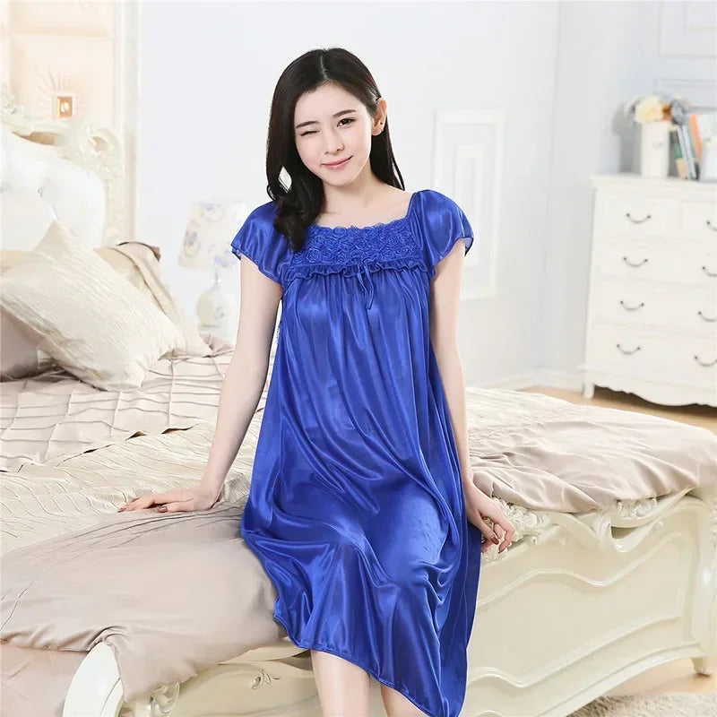 Plus Size Satin Silk Nightgown