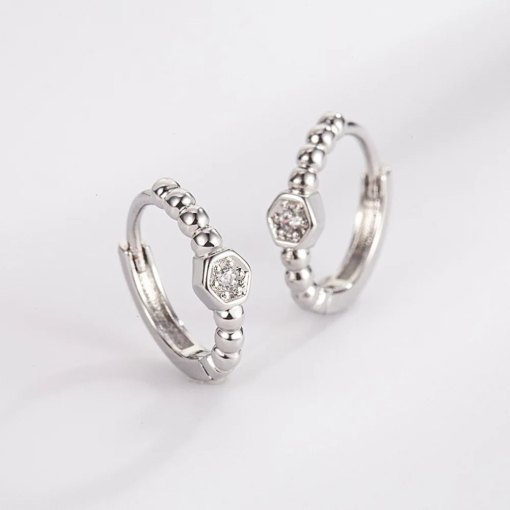 925 Sterling Silver Crystal Zircon Stud Earrings