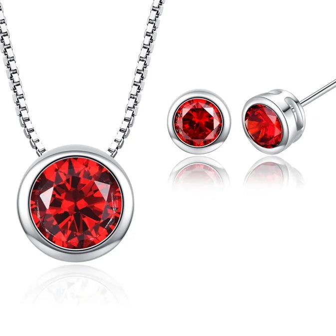 Elegant Pendant & Stud Earrings in 9 Vibrant Colors