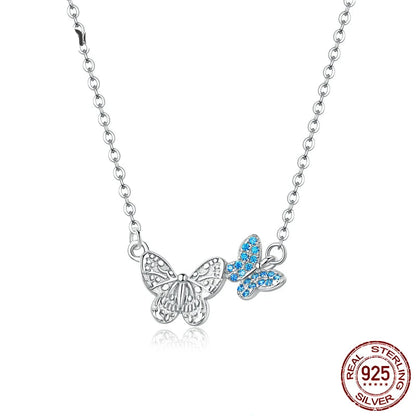 Blue Zircon Butterfly Necklace