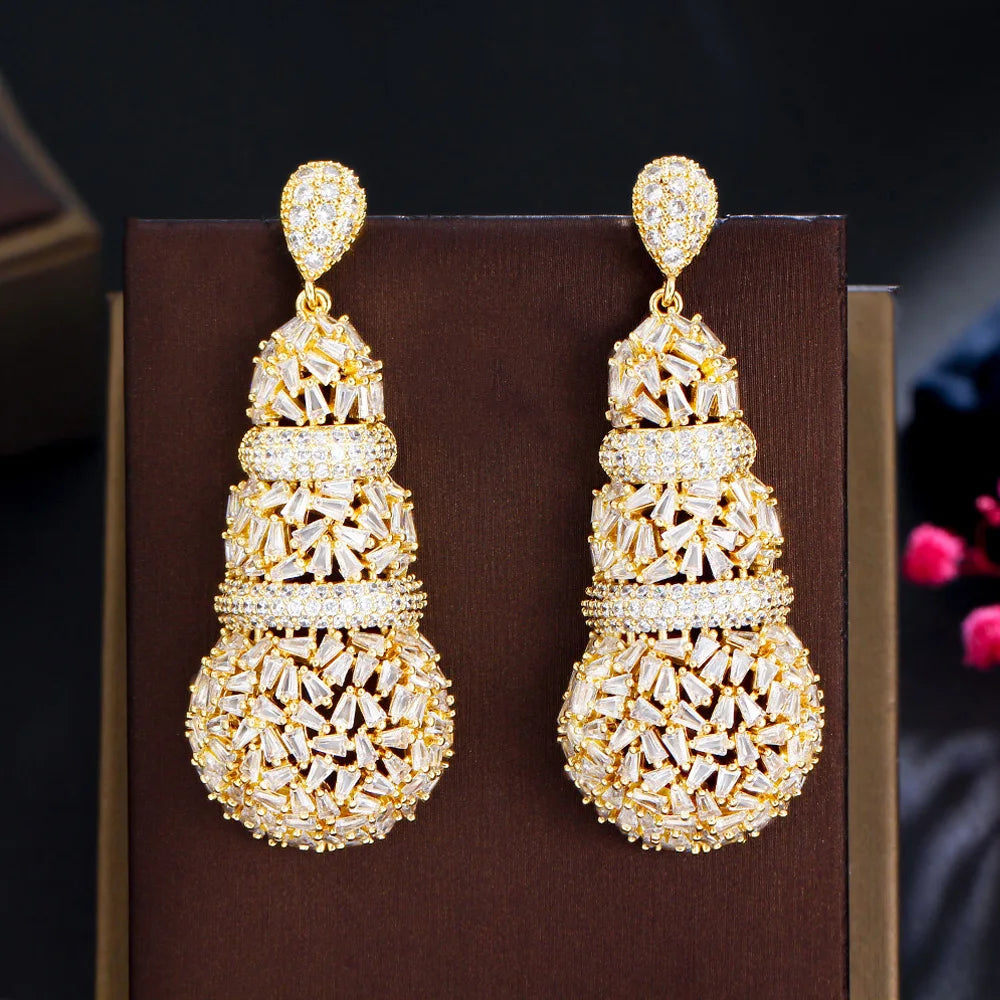 Gold Disc Balls Dangle Earrings
