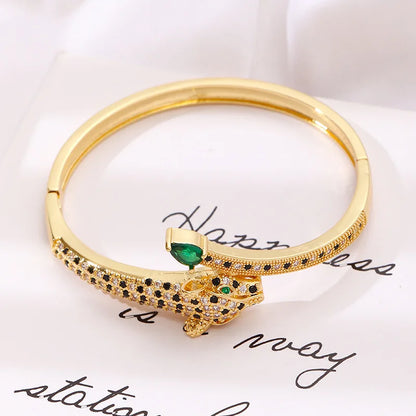Leopard Diamond Bangle Bracelet