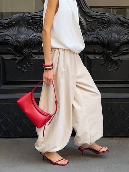 CLO002PT
Fashion Woman Clothes 2025 Autumn Wide Leg Pants Ladies Loose Solid Cotton Pants - Klixstore