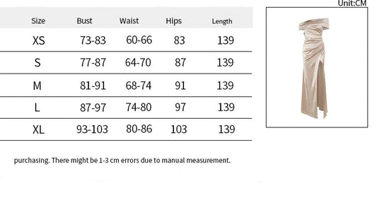 CLO009DJ
Luxury Champagne Formal Occasion Gowns Women's Off Shoulder Sleeveless Ruched Slim Long Dress Tunics Split - Klixstore