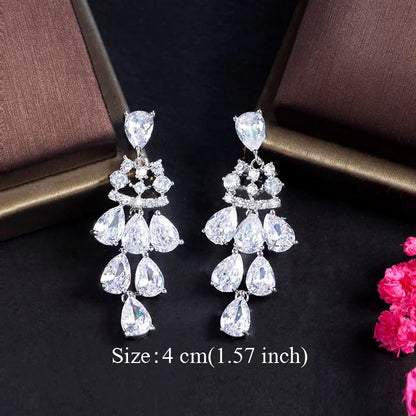 Water Drop CZ Silver Earrings