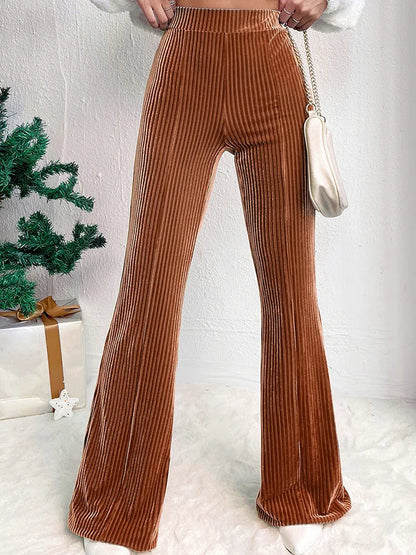 High Waist Velvet Corduroy Bell-Bottom Pants for Women